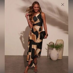 Vici Black and Tan Asymmetrical Cut Out Sundress